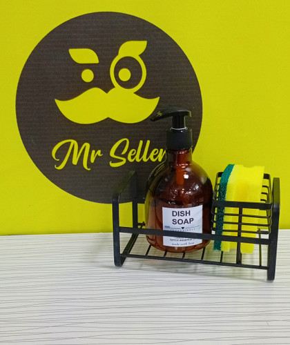 جای مایع ظرفشویی فلزی با بطری پمپی و اسکاچ