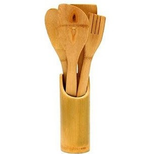 ست کگیر ملاقه بامبو 4 عدی با استند