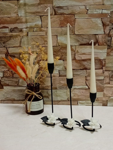 شمعدان فلزی قلمی سه عددی